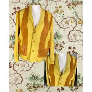 Vintage 60s Lain Art 100% Academia Wool Sheep Suede Shacket Cardigan Size L